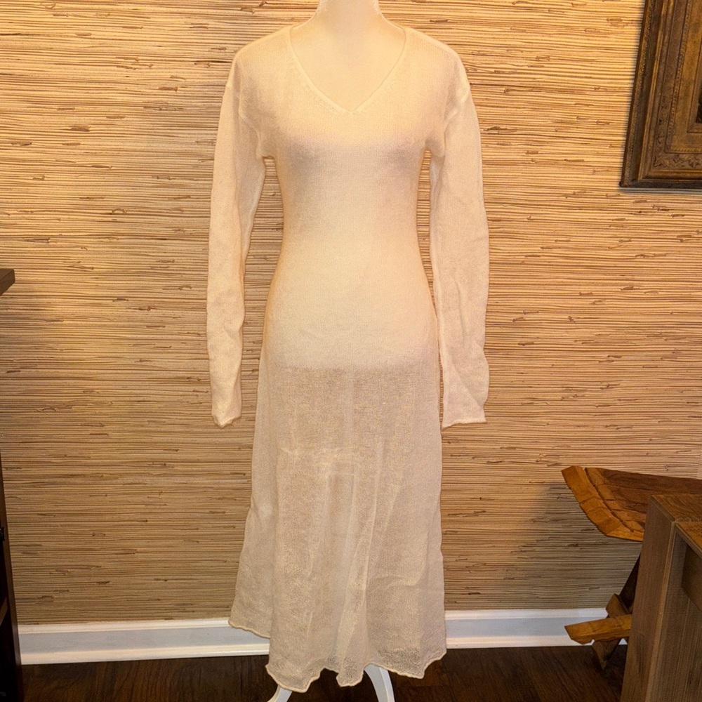 nap Elegant Cream Long Sleeve Sheer Dress medium soft new with tags! NWT